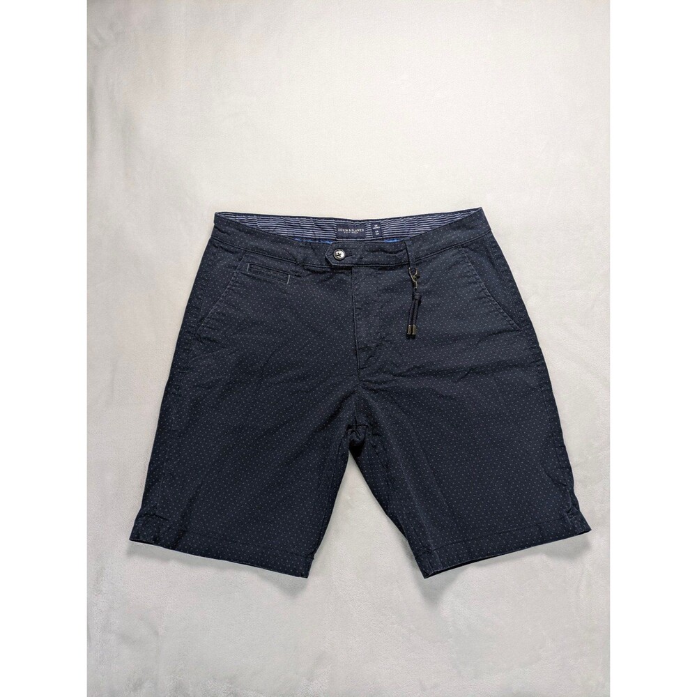 NWOT Denim & Flower Ricky Singh Navy Micro Dot Chino Shorts - Size 34